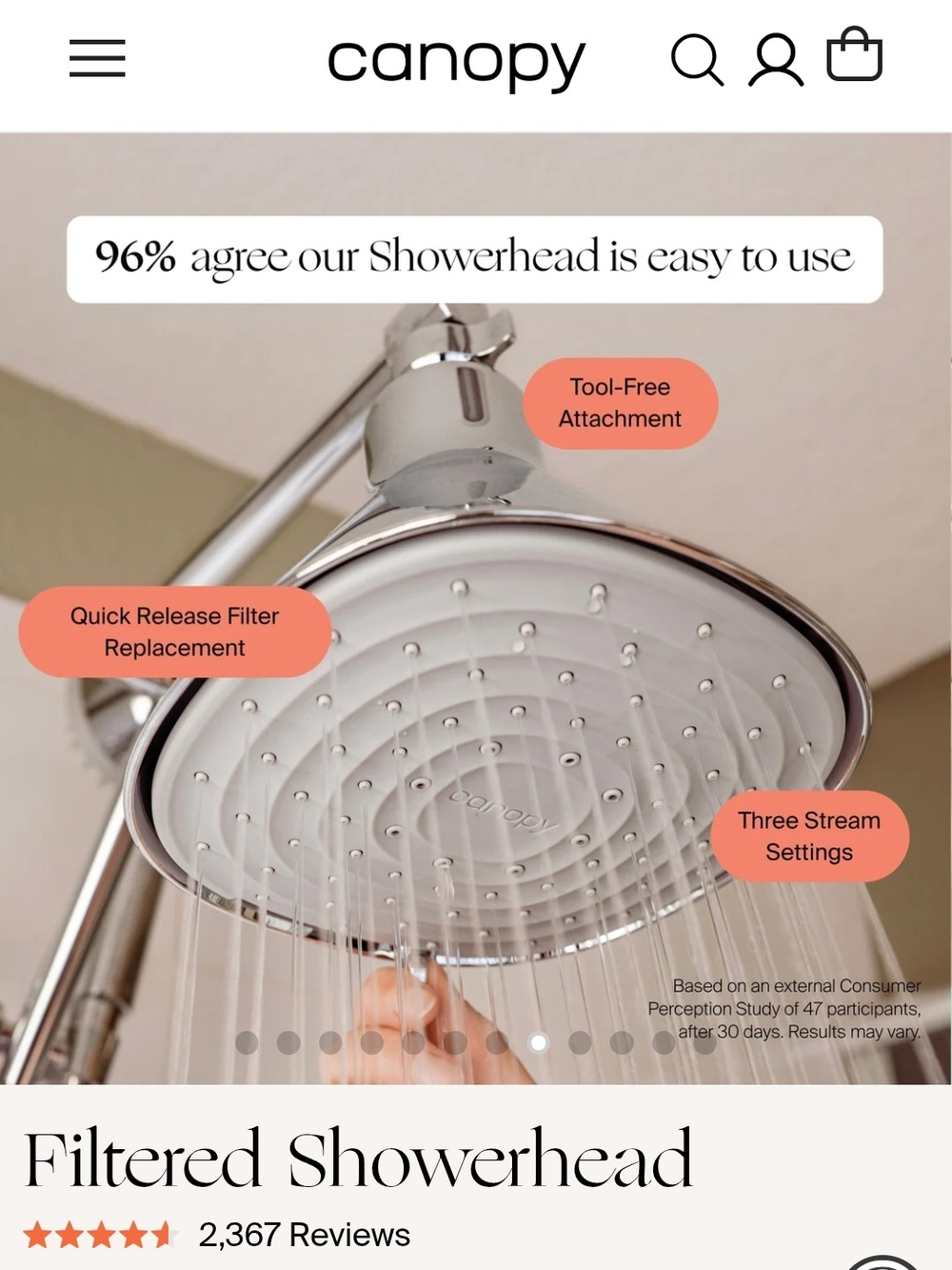 Canopy Filtered Shower Head - Picture 3 of 6